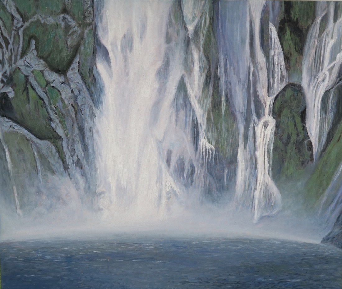 Painting of Waterfall of Milford Sound by Niko Dujmovic